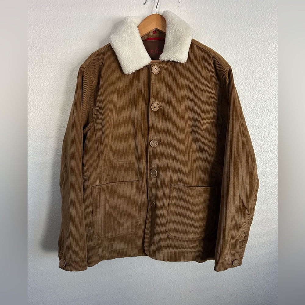 Robert Graham Corduroy Field Camel Barn Quilted Jacket Sherpa Collar Size Medium